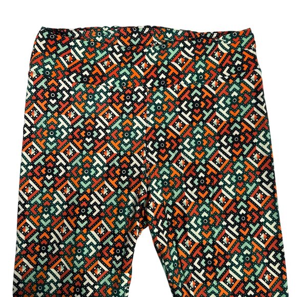 LuLaRoe Kaleidoscope Black Orange White Turquoise Dots Leggings Tall & Curvy TC - Picture 2 of 5
